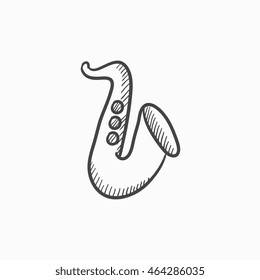 Saxophone vector sketch icon isolated on background. Hand drawn Saxophone icon. Saxophone sketch icon for infographic, website or app.