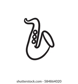 Saxophone vector sketch icon isolated on background. Hand drawn Saxophone icon. Saxophone sketch icon for infographic, website or app.