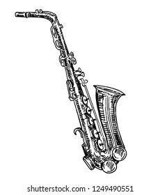 Saxophone. Vector Sketch. Musical instruments