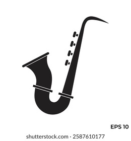 saxophone wind instrument flat icon vector