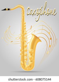 saxophone wind musical instruments stock vector illustration isolated on gray background