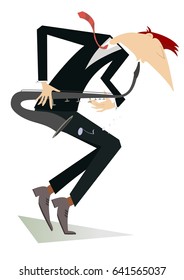 Saxophonist illustration isolated. Saxophonist is playing music with the great inspiration