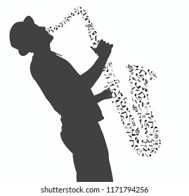 Saxophonist with Music note's Saxophone 