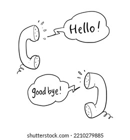 saludo en fondo blanco doodle