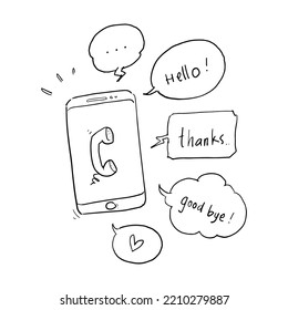 say hello in doodle white background