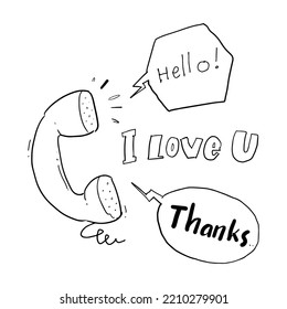 saludo en fondo blanco doodle