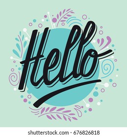 Say Hello Lettering or Typography with Hand drawn Style