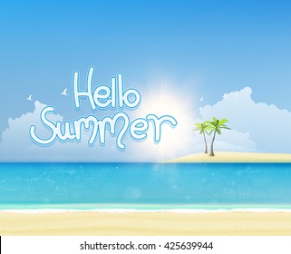 Say Hello to Summer, creative graphic message for your summer design.