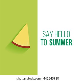 say hello to summer, flat illustration, in white and green color backdrop