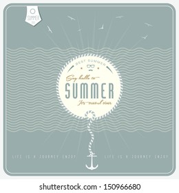 Say Hello to Summer  / retro  background  /  with anchor
