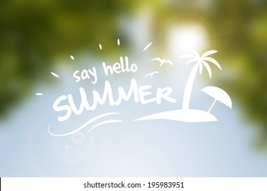 Say hello summer  vector text typography poster isolated from background.