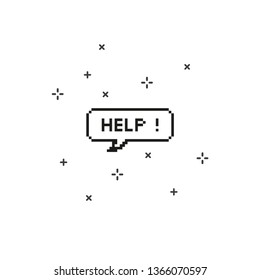 Say help in speech bubble 8 bit pixel art on white background vector illustration.