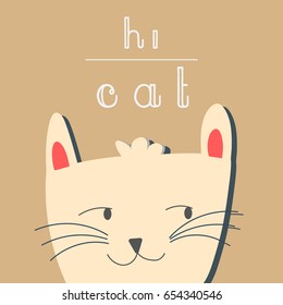 Say Hi cat, Cute cat illustration