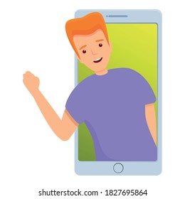 Say hi video call icon. Cartoon of say hi video call vector icon for web design isolated on white background