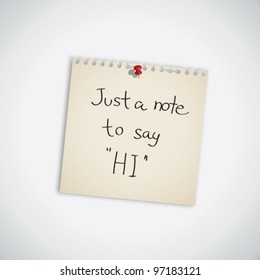 Say Hi Word Memo Note Paper Vector