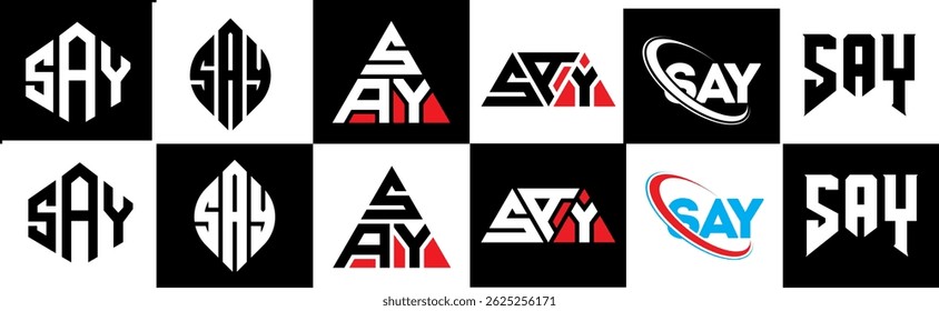 DIGA o design do logotipo da carta em estilo seis. DIGA polígono, círculo, triângulo, hexágono, plano e estilo simples com cor preta e branca variação letra logotipo definido em uma prancheta. DIGA o logotipo minimalista e clássico