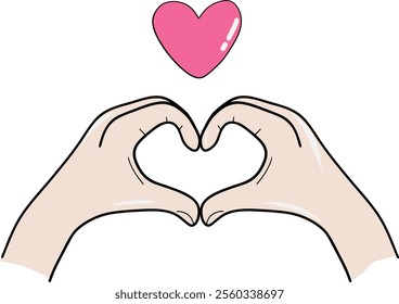 Say I love you with sign language for Valentine's Day, vector illustration	