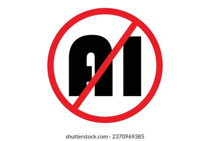Say no to AI icon in a white background, easily editable icon, vector art illustration