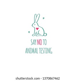 Say NO to animal testing, cruelty free Vector conceptual illustration. Symbol, logo  in cartoon, sketch style