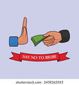 Say no to Bribe Vector Icon Illustration Business Corruption and Offer Bribe Vector Cartoon Not Accept Bribe Illustration Prohibited Bribe