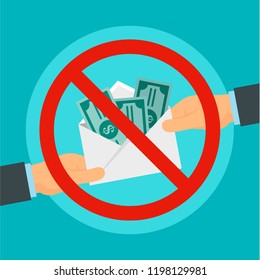 Say no to bribery concept background. Flat illustration of say no to bribery vector concept background for web design