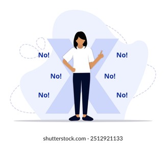 Diga no hay ilustración de concepto. Conveniente para la página de aterrizaje, ui, Web, tarjeta de introducción del App, editorial, volante, y Anuncio.