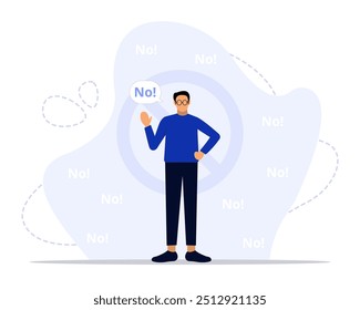 Say No concept illustration. Suitable for landing page, ui, web, App intro card, editorial, flyer, and banner.
