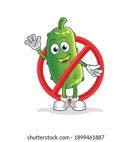 say no to cucumber mascot. cartoon vector