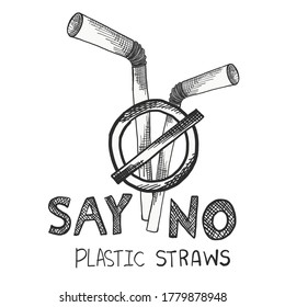 Say no disposable plastic drinking straws in favor of reusable metallic drinking straw. Say no to plastic straws. 