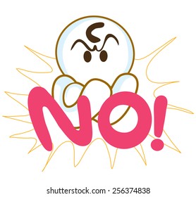 Say no, Don't do that and acting very serious and frowning, Pantomime character cartoon vector symbol design isolate