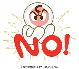 Say no  Don't do that and acting very serious, He is pantomime, Cartoon vector character design cute and funny background white color.