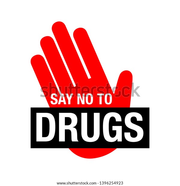 Say no to drugs lettering. No drugs\
allowed.\
Drugs icon in prohibition red circle. \
Anti drugs. Just\
say no. Isolated vector illustration on white\
background