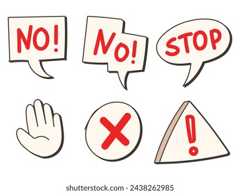 Say no, negative sign, rejection, disagreement, stop or denied concept