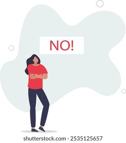 Say no, negative or stop sign, rejection or refuse to do thing, disagreement expression,flat design with people.