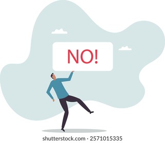 Say no, negative or stop sign, rejection or refuse to do thing, disagreement expression, communicate to stop or denied .business concept.flat character.