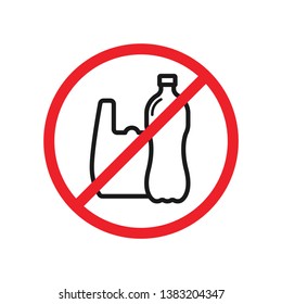 say no to plastic bag and bottle red prohibition sign. say no to plastic pollution. save environment and ecology of earth. go green eco friendly environment concept. zero waste eco icons