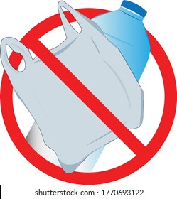 Say no to plastic bag. Say no to plastic bottle. Pollution problem concept. Stop using plastic.