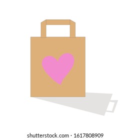 say no to plastic bag and bring your own paper bag with heart symbol