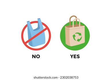 say no to plastic bag campaign, no plastic bags illustration vector