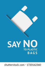 Say no to plastic bag, trendy ecological posters set for print, vector illustration 10eps.