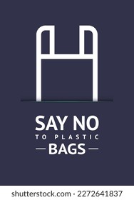 Say no to plastic bag, trendy ecological sticker for print, vector illustration 10eps.