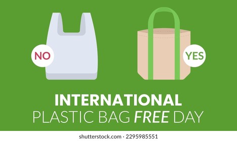 Say no to plastic bag and yes for cloth bag, International plastic bag free day related vector illustration