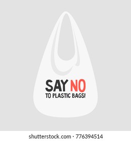 Say no to plastic bags. Female eco activist holding a globe. Ecology conversation. Flat editable vector illustration, clip art