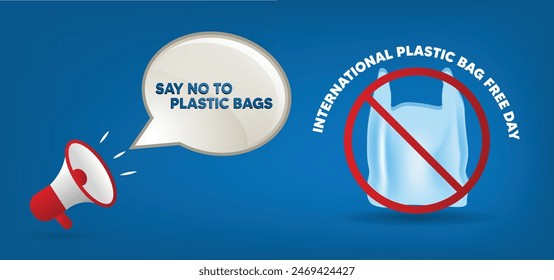 say no to plastic bags International Plastic Bag Free Day vector poster