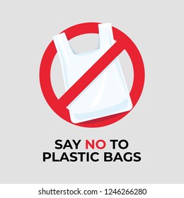 Say No To Plastic Bags Sign.