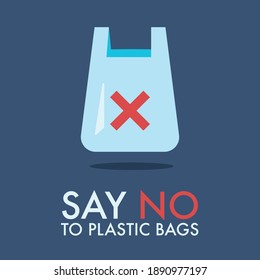Dile no a las bolsas de plástico. concepto de basura cero. Ilustración del vector 