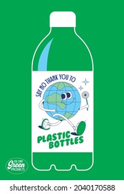 Say no to plastic bottle environment awareness poster design template vector, illustration