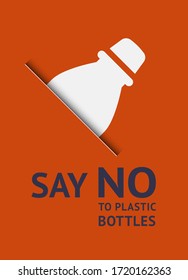 Say no to plastic bottle, trendy ecological posters set for print, vector illustration 10eps.