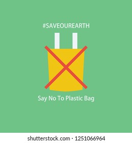 say no to plastic campaigns design flat - protect the earth - save our earth