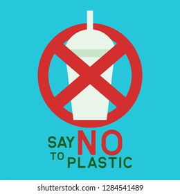 say no to plastic concept for better future. vector illustration